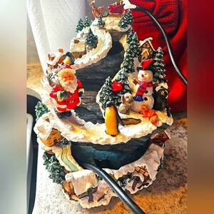 Christmas Traditions Decorative Tabletop Fountain with Santa skiing